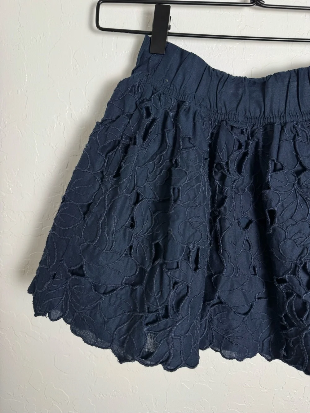 Abercrombie & Fitch Navy Blue Floral Eyelet Mini Skirt